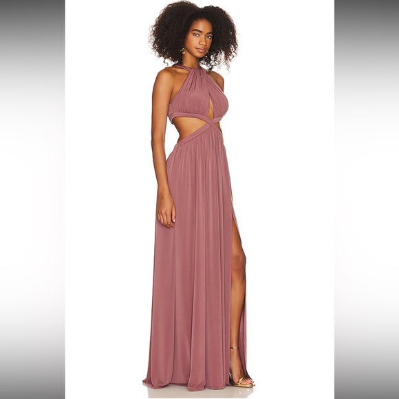 NWT Katie May Tanya Gown Rose Taupe Sz XS $350 SS25 Cutout Backless Revolve - Picture 3 of 10